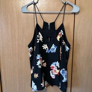 Express Black Floral Tank Top